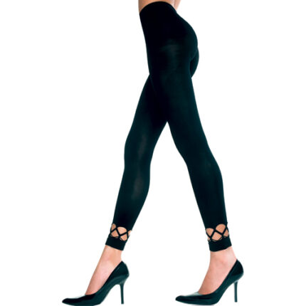 Lange Legging Met Opengewerkte Onderkant - Zwart