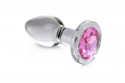 Pink Gem Anaalplug Van Glas Met Steentje - Large