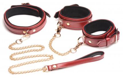 6-delige BDSM PU Lederen Boeienset Met Collar En Riem - Bordeaux